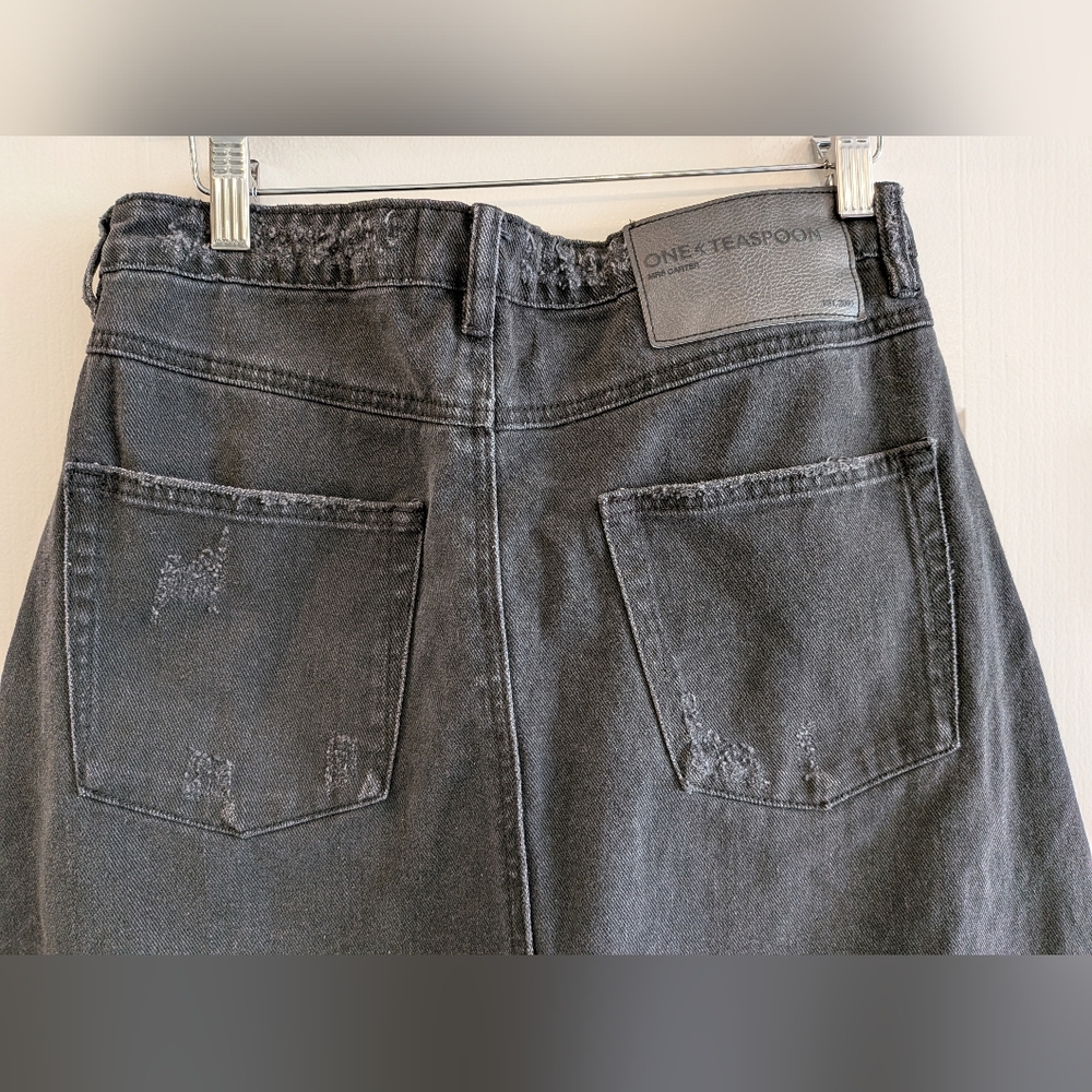 One Teaspoon X Free People Chain Midi Skirt Black Grunge Gothic Biker Size 25 - Picture 11 of 16